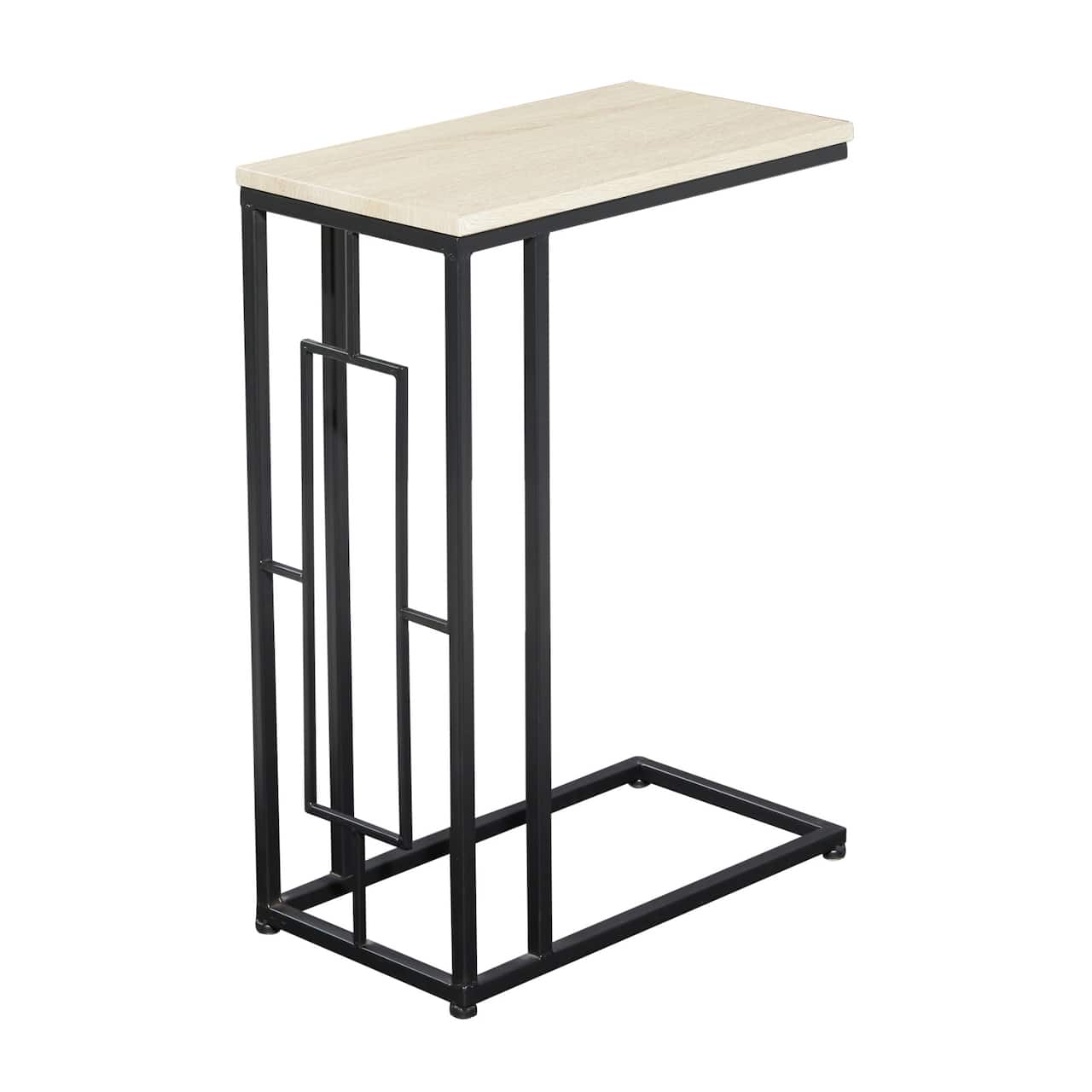 Black Iron & Wood Contemporary Accent Table